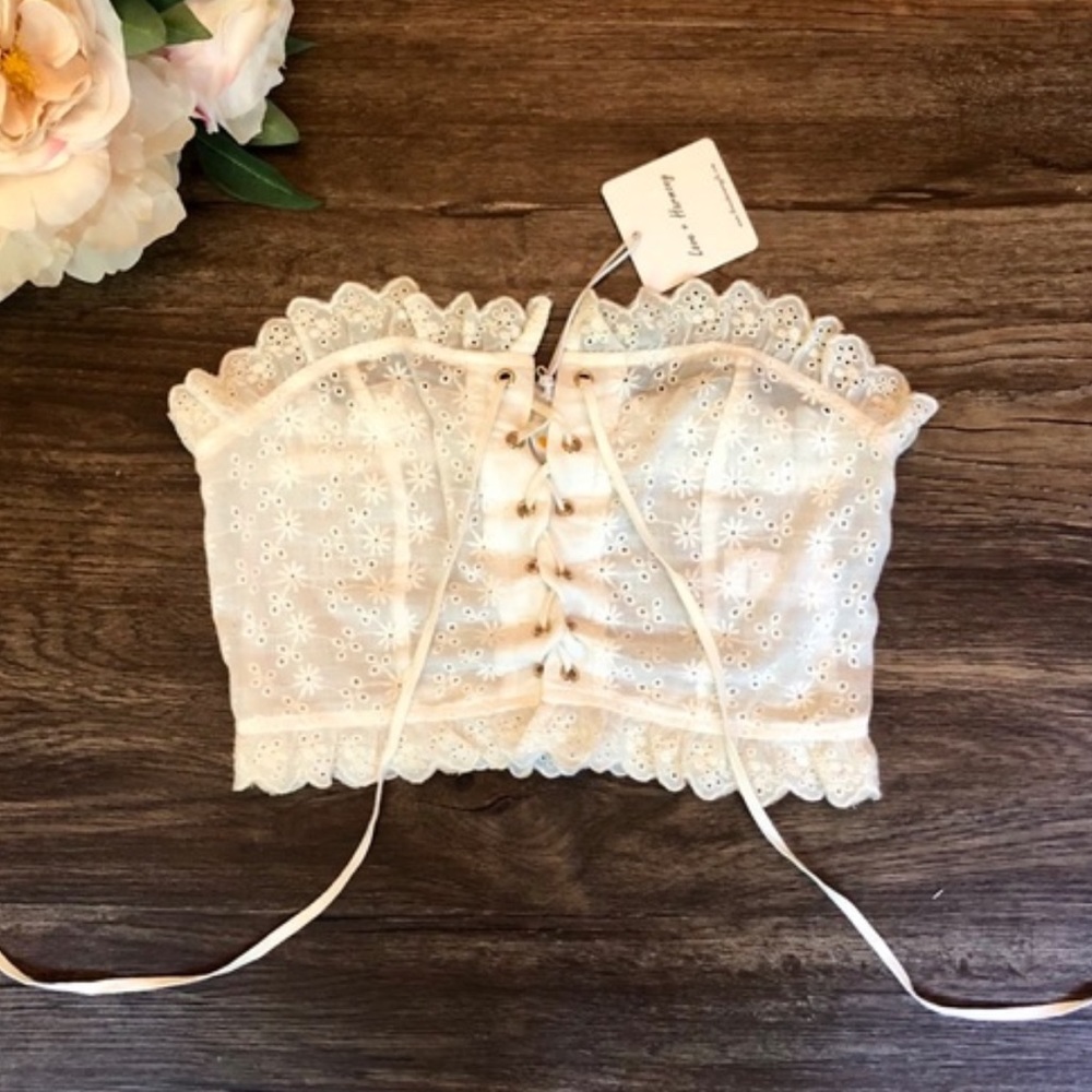LOVE + HARMONY Lace Up Delicate Bandeau/Bra Top